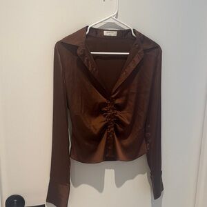 Babaton Chocolate Satin Blouse